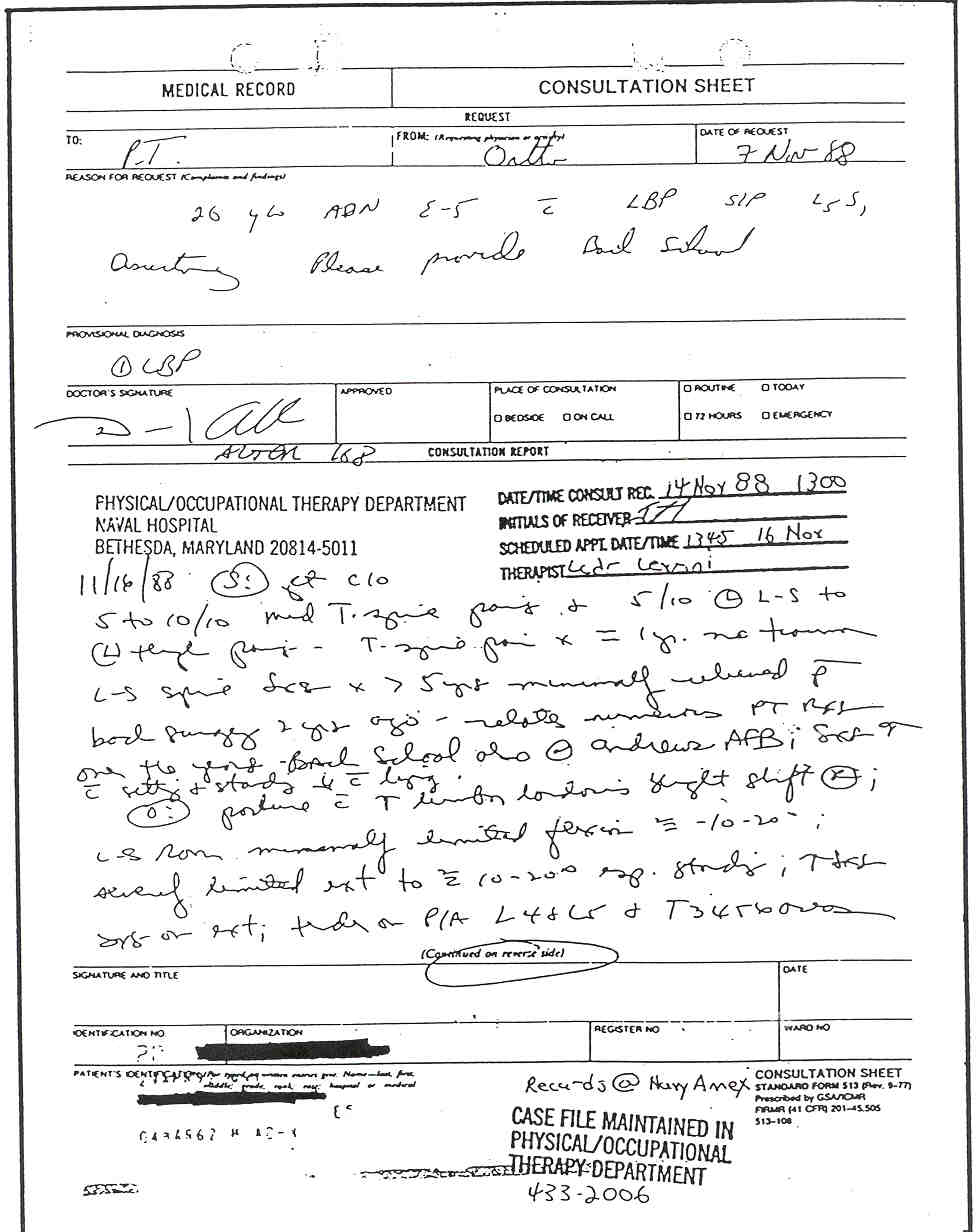SF 513 Clinical Record Consultation Sheet
