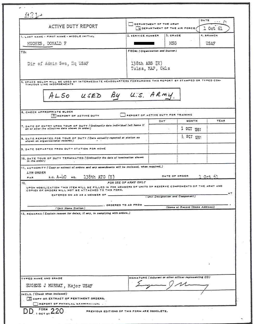 DD Form 220 Active Duty Report